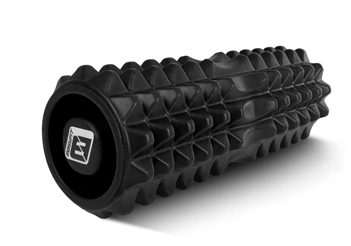 Массажный ролик EasyFit Grid Roller v.1.2 с заглушками с двух сторон 33 см Черный (EF-2022a-BK)