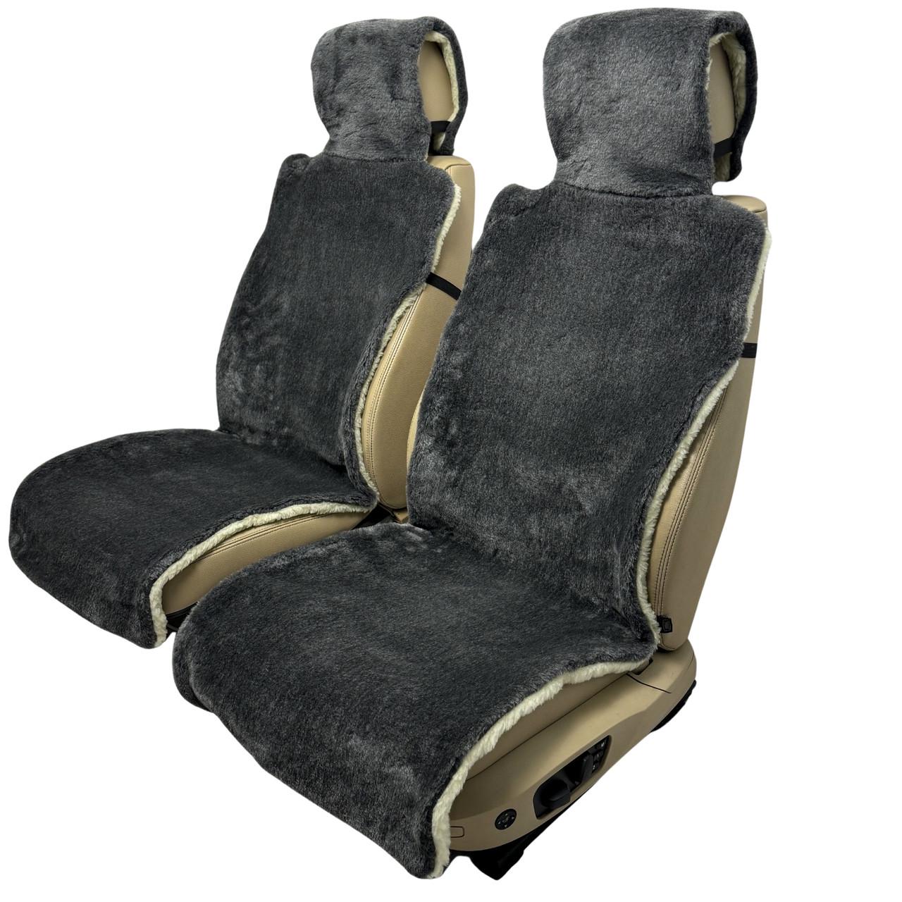 Накидки-чехлы универсальные меховые на передние сиденья авто из овчины Runa Серый (304-2-N)