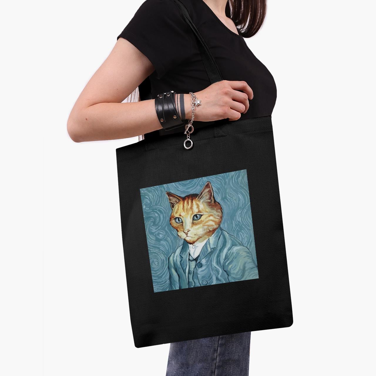 Эко сумка шоппер Vincent van Gogh Cat 41x35 см Черный (9227-2959-BK)