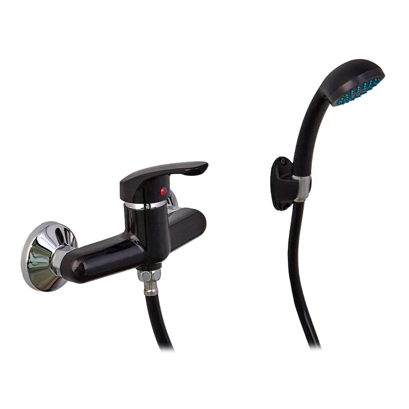 Смеситель для душа PLAMIX Afina-003 SET Black со шлангом, лейкой и кронштейном (PM0646)