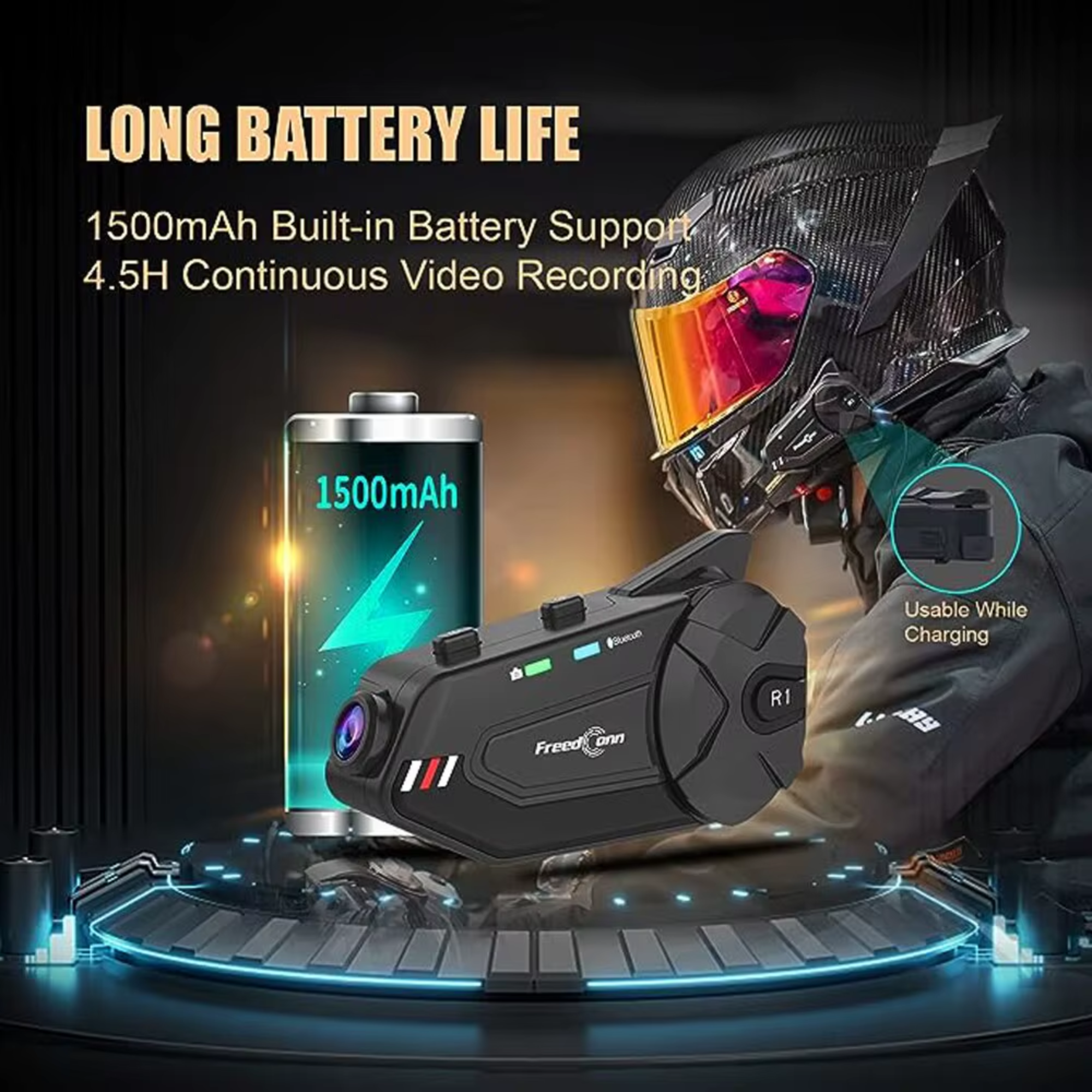 Мотогарнітура для шолома FreedConn R1 Plus Bluetooth з камерою (25860419) - фото 3 Мотогарнітура для шолома FreedConn R1 Plus Bluetooth з камерою (25860419) - фото 3