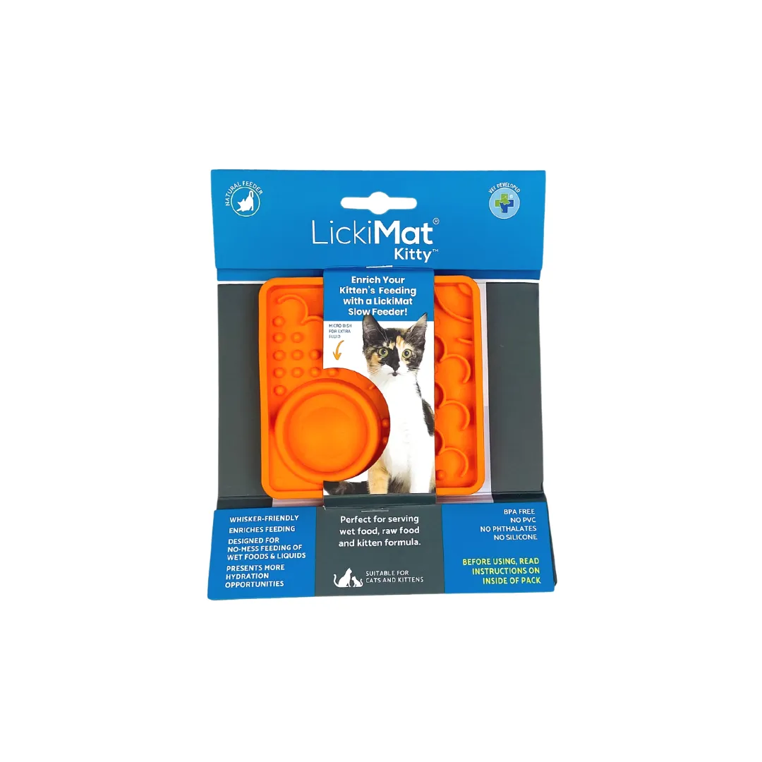 Килимок каучуковий для ласощів для кішок LickiMat Kitty 10х10 см Помаранчевий