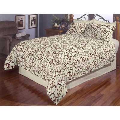 Простынь на резинке Вилена Голд Завитки бежевые бязь 160х200/25 см