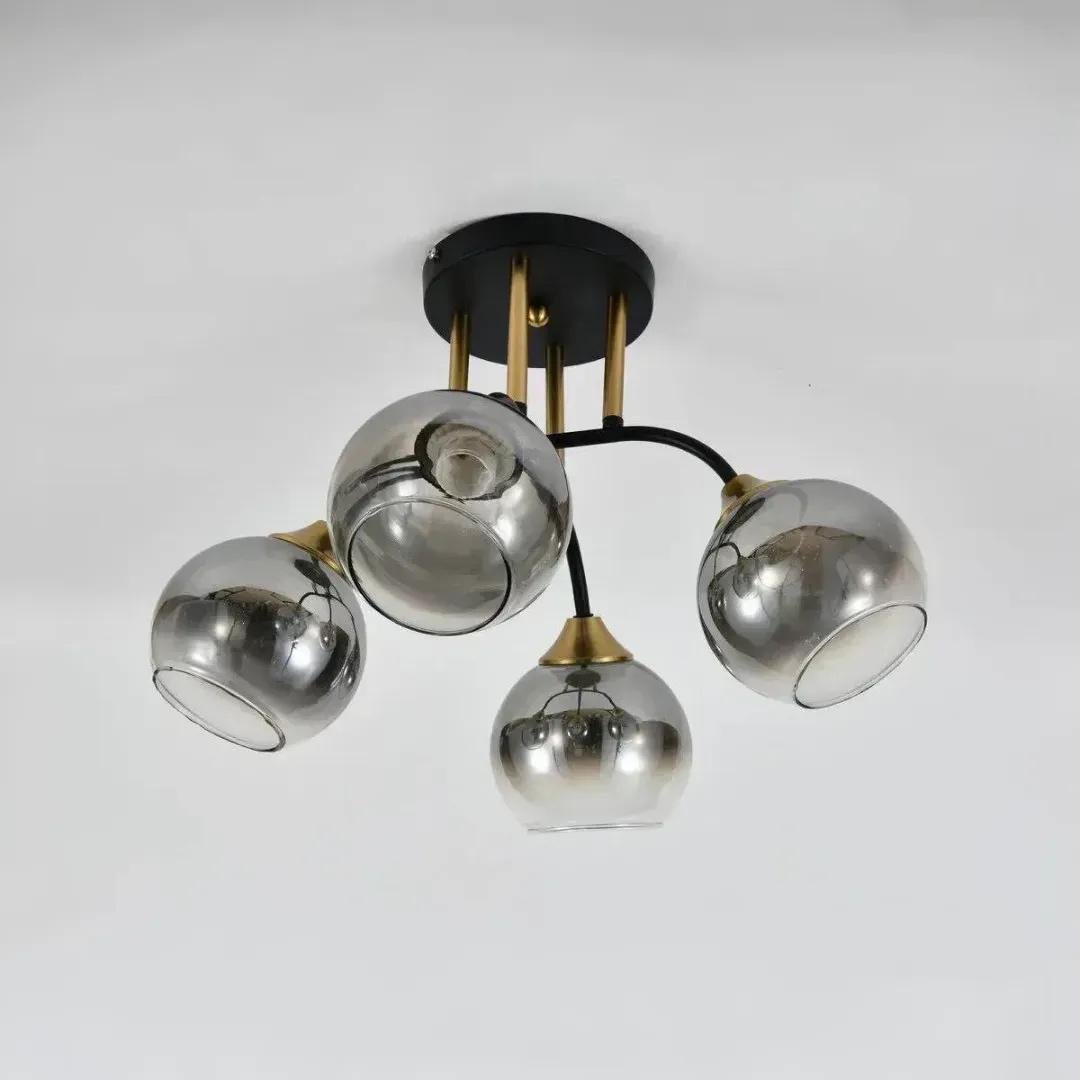 Люстра потолочная Sirius DX2028-4 BK+Copper на четыре затемненных плафона под лампу Е27 IP20 Черный/Медный (00000139773)