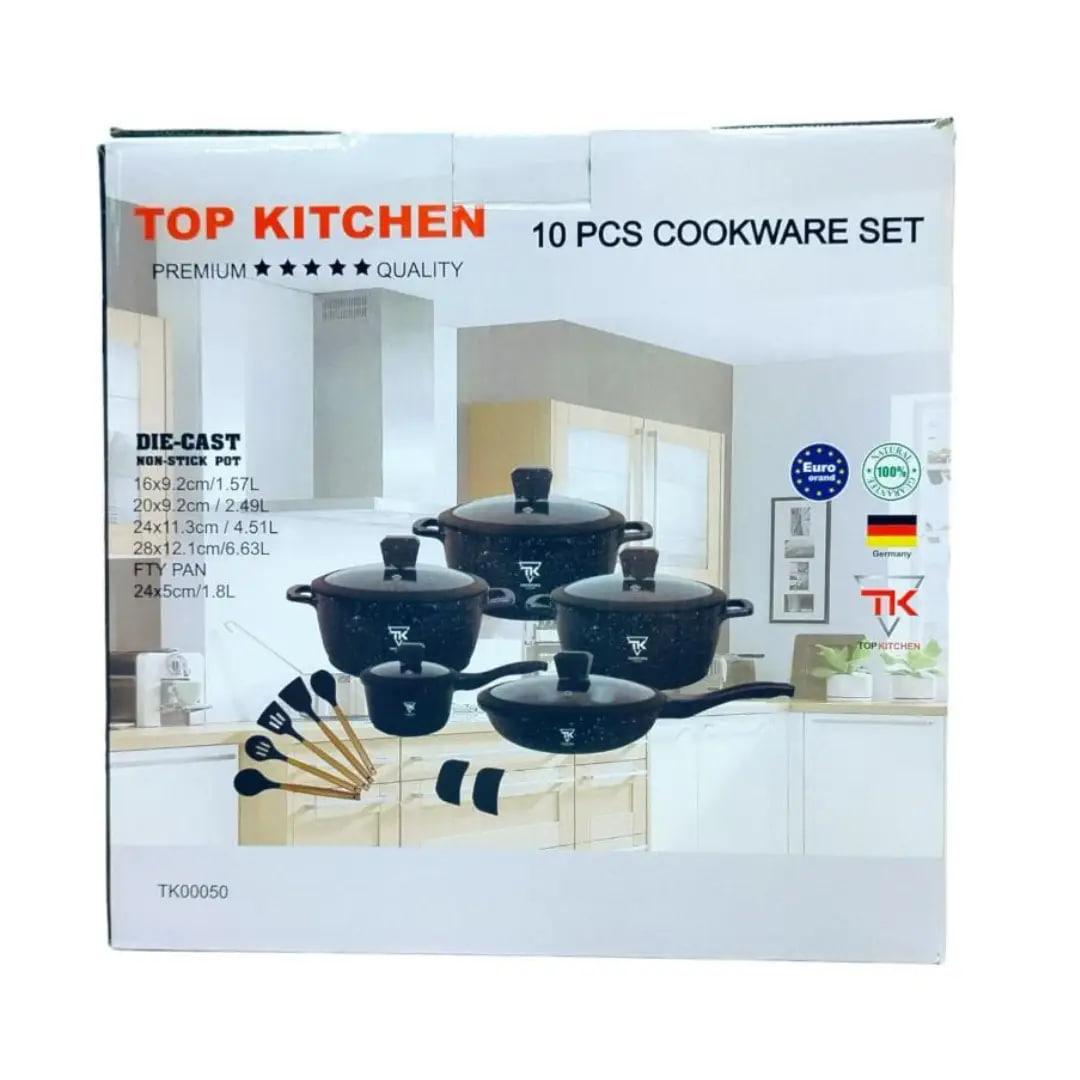 Набір посуду для індукції Top Kitchen TK 00050L з гранітним покриттям 10 предметів Чорний - фото 3
