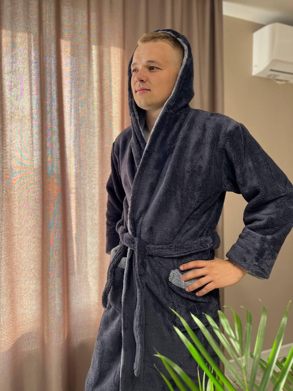 Халат мужской махровый с карманами на запах L Серый (Д-Al-male-halat-005) - фото 2 Халат мужской махровый с карманами на запах L Серый (Д-Al-male-halat-005) - фото 2