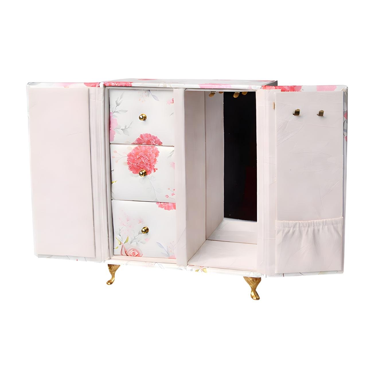 Ящик-органайзер для украшений с зеркалом 17х22х8 см Розовый (24-158)