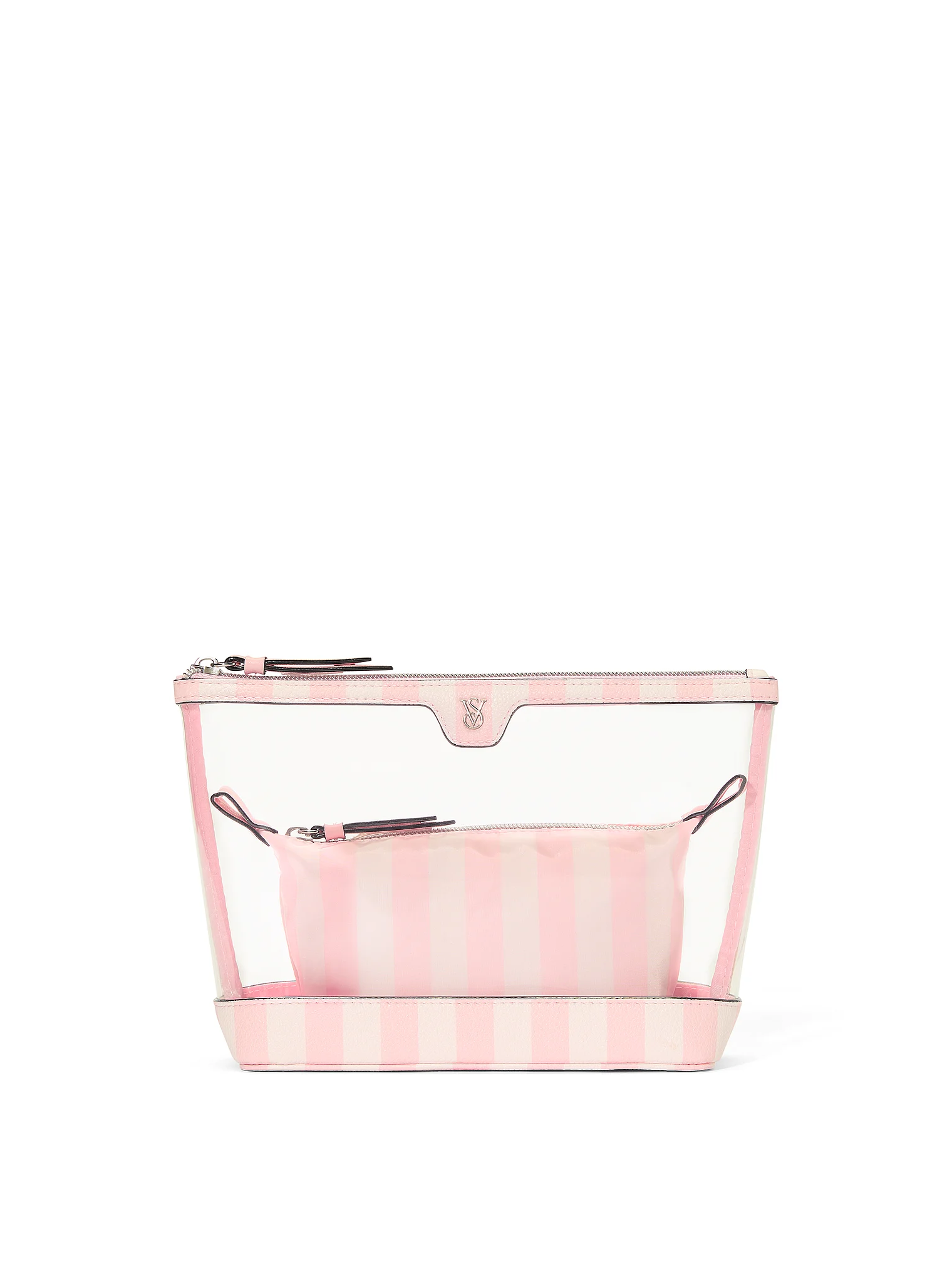 Набір косметичок Victoria's Secret 2-piece Makeup Bag Рожевий у смужку (23051823)