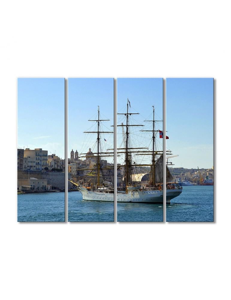 Картина модульная Парусник 4 модуля 60x90 см
