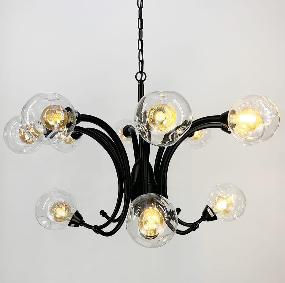 Люстра дизайнерська підвісна із 12 подвійними плафонами Чорний/Прозорий (ZL1427/8/4)