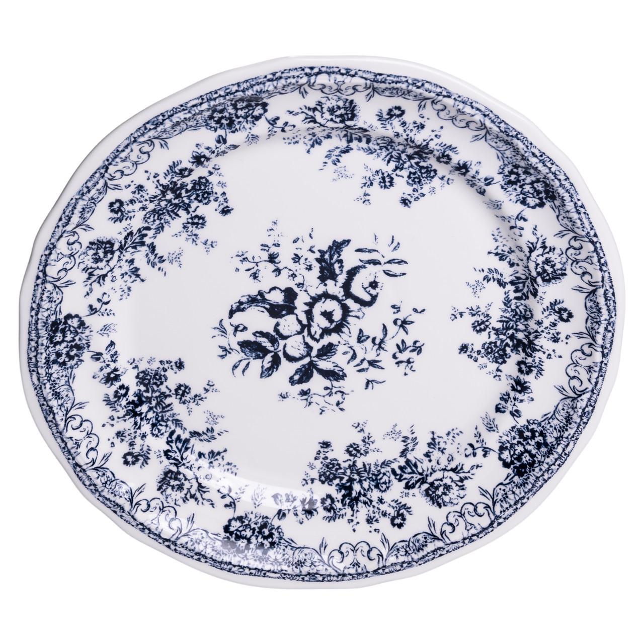 Столовый набор посуды тарелок и чашек Vintage Elegant 32 предметы на 6 персон фарфоровый обеденный Синий - фото 3