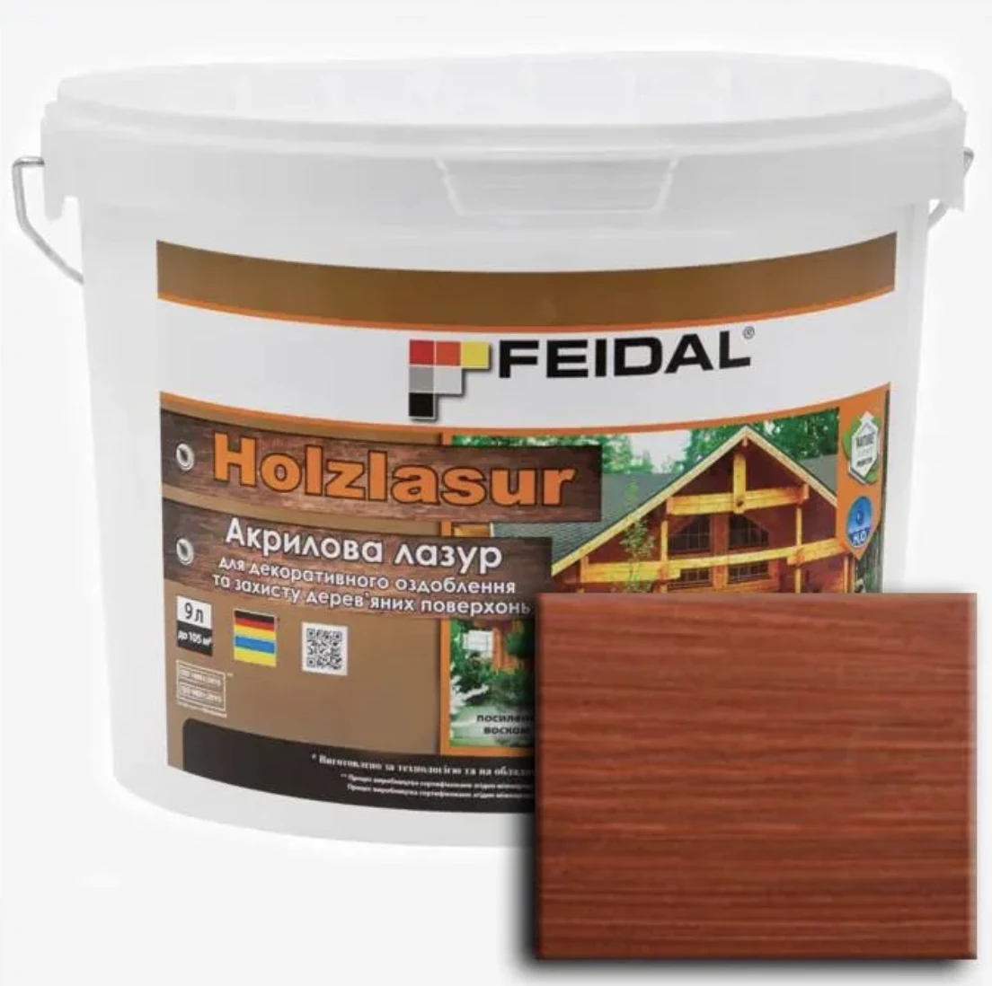 Лазурь акриловая Feidal Holzlasur 9 л Красное дерево (1886455885)