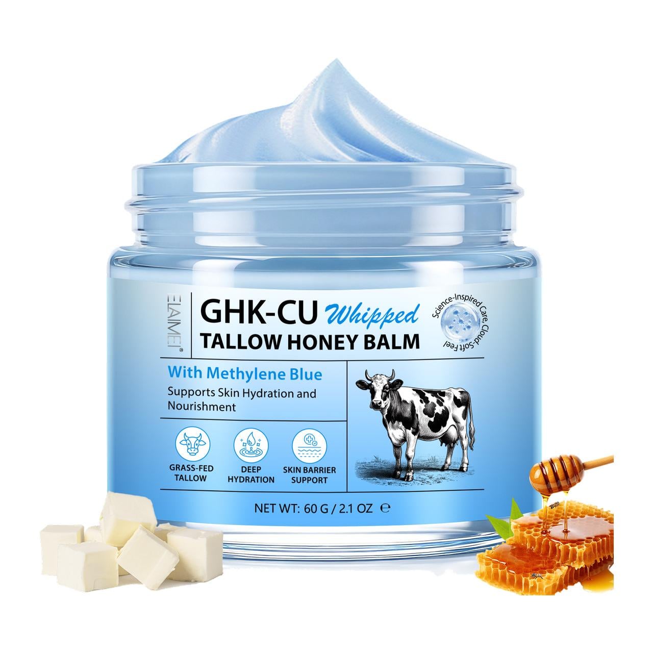 Бальзам для лица и тела ELAIMEI GHK-Cu WhIPped Tallow Honey Balm с пептидом меди и медом манука 60 г (НФ-00000278)