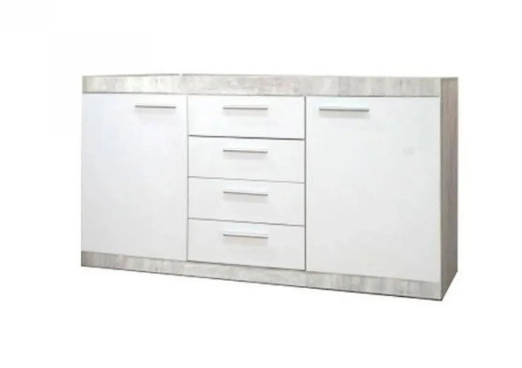 Комод в гостиную ВМК БРВ Кэтлин KOM2D4S Бетон/Нимфея Альба (GRB-1500)