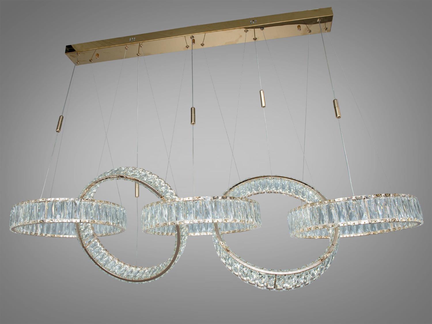 Люстра підвісна LED Diasha 5 кілець 195 Вт/пульт Золотий (523/400x5G)