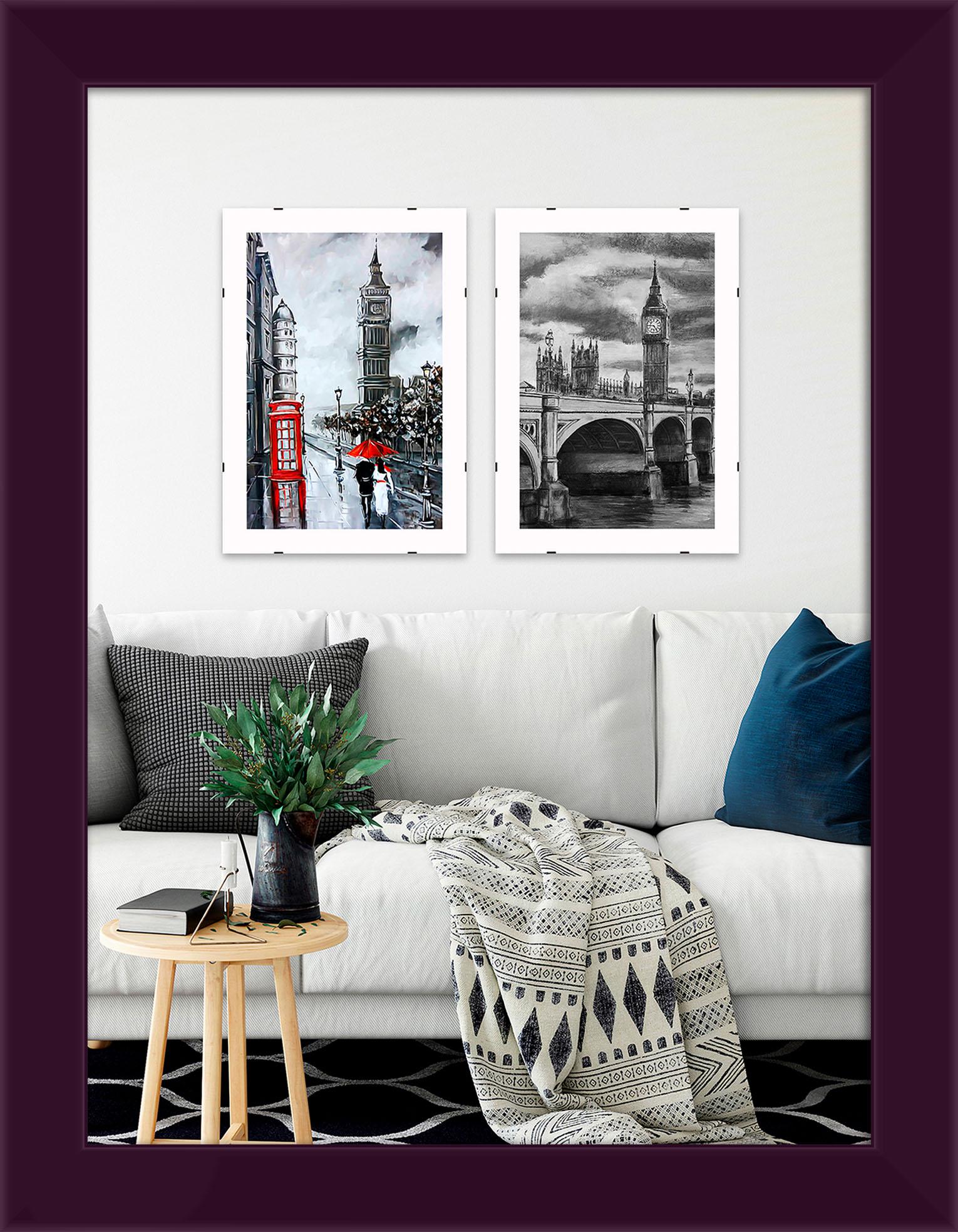 Фоторамка деревянная EmojiFrame 30х40 см AH3322-02 пластиковое стекло 0,8 мм Фиолетовый