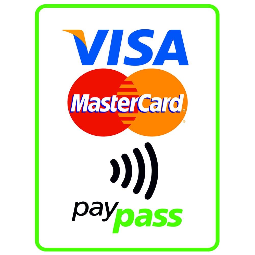 Наклейки Видеонаблюдение и Visa MasterCard PayPass вертикальная 2 шт. - фото 2