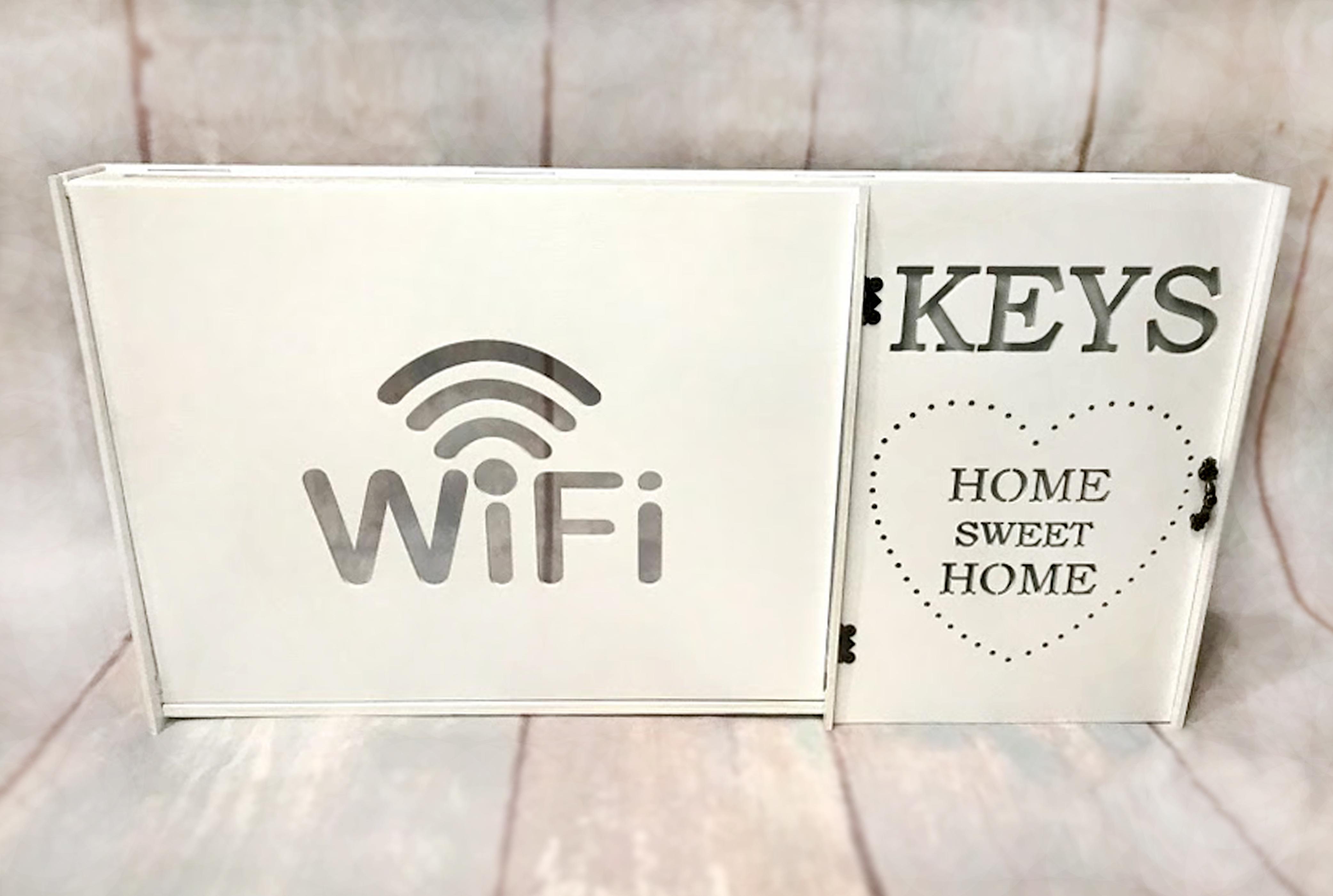 Коробка для роутера Wi-Fi та ключниця Keys та дерев'яна на стіну 58х30х5,8 см Білий (154) - фото 7