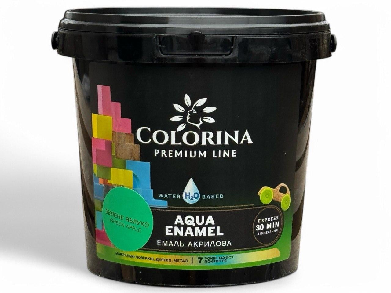 Краска акриловая Colorina Aqua ENAMEL без запаха 0,9 л Зеленое яблоко (31641804)