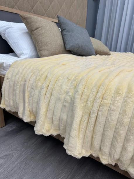 Покрывало велсофт Шарпей в полоску 200х230 см Кремовый (87-108) - фото 3 Покрывало велсофт Шарпей в полоску 200х230 см Кремовый (87-108) - фото 3