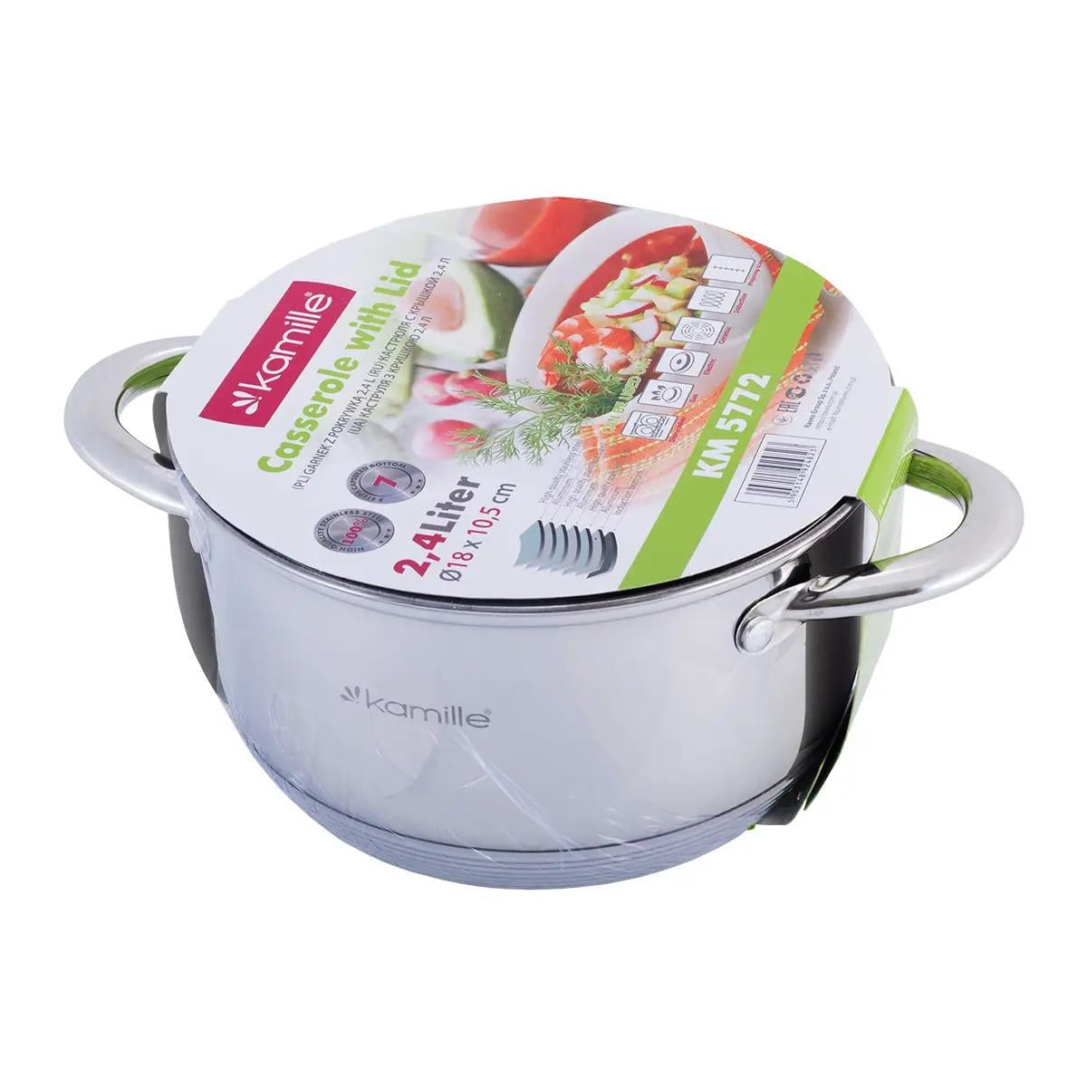 Кастрюля с крышкой Kamille из нержавеющей стали 2,4 л (KM-5772)