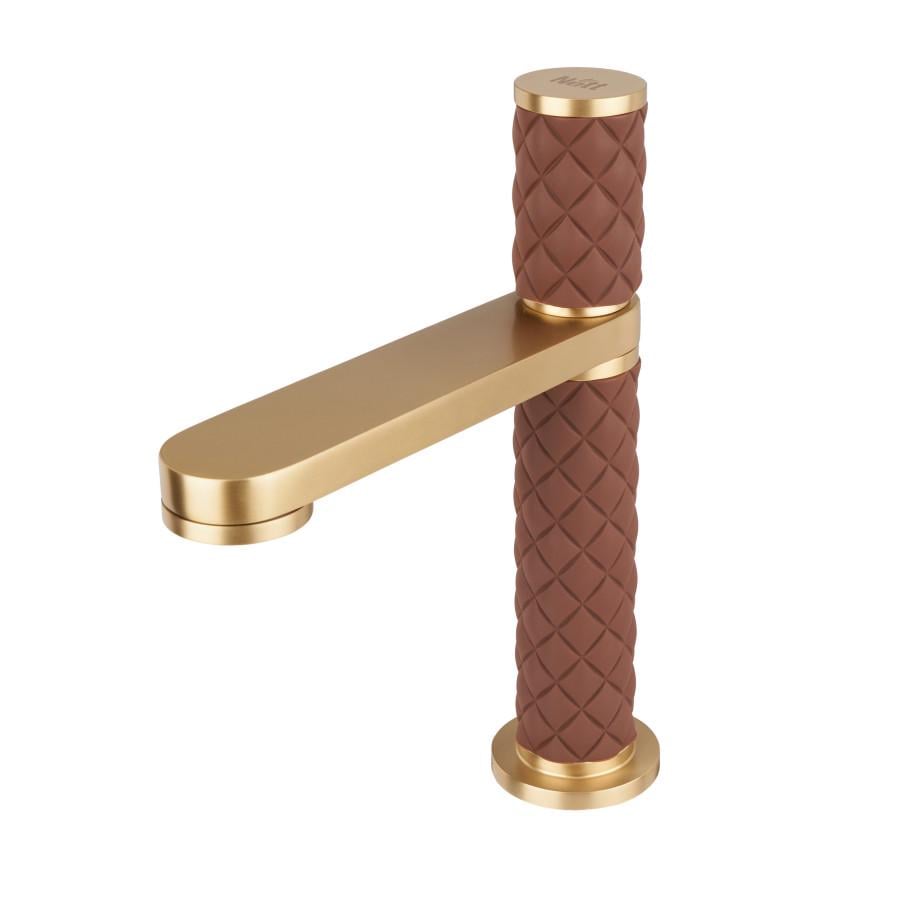 Змішувач на умивальник Nett OGBr-24 дизайнерський з нержавіючої сталі Золотий/Коричневий (081420)