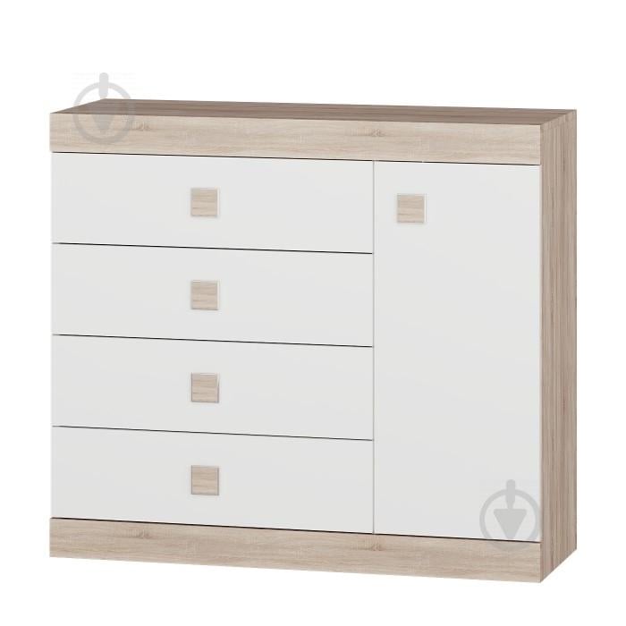 Комод із дверима та 4-ма ящиками Еверест Соната-5 сонома + білий Комод із дверима та 4-ма ящиками Еверест Соната-5 сонома + білий
