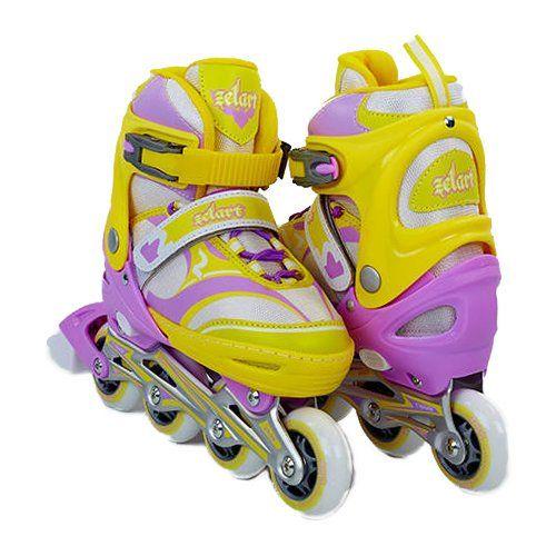 Роликовые коньки Z608 раздвижные р. 31-34 Желтый/Фиолетовый (60363026)