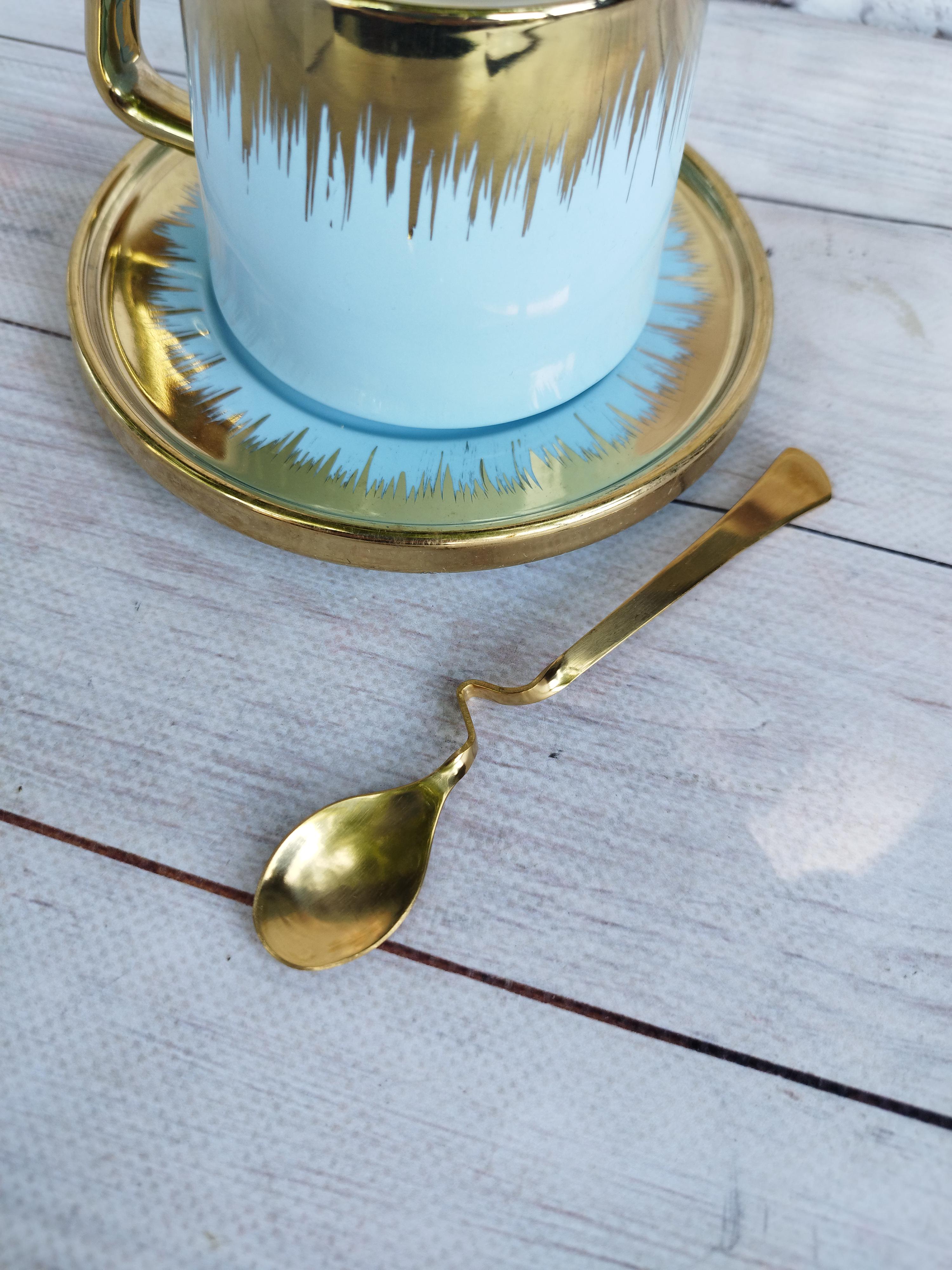 Чашка Happy Life керамика с блюдцем и ложкой 350 мл Голубой (17528531) - фото 3