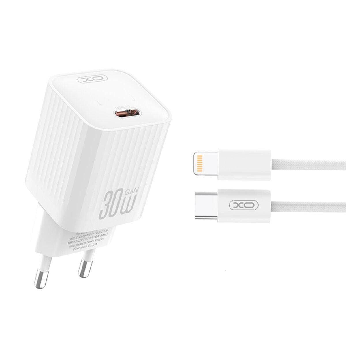 Зарядное устройство Xo L148 PD30 W Single USB-C/Lightning кабель Белый