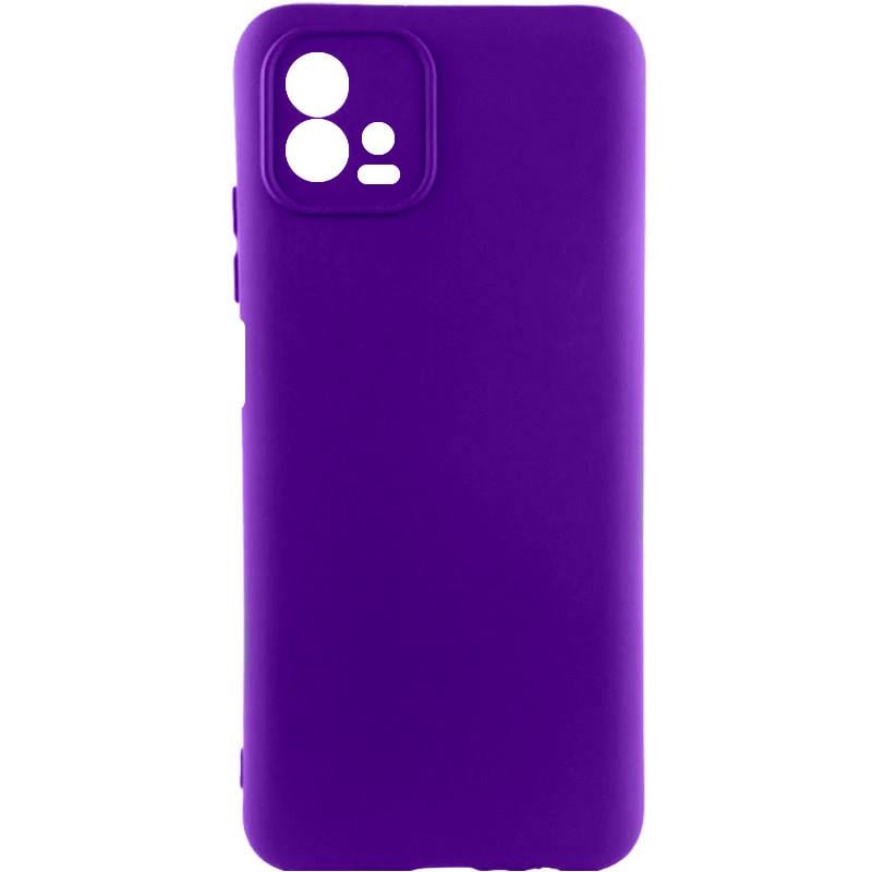 Противоударный чехол TPU GETMAN Liquid Silk Full Camera для Motorola Moto G72 Фиолетовый/Purple