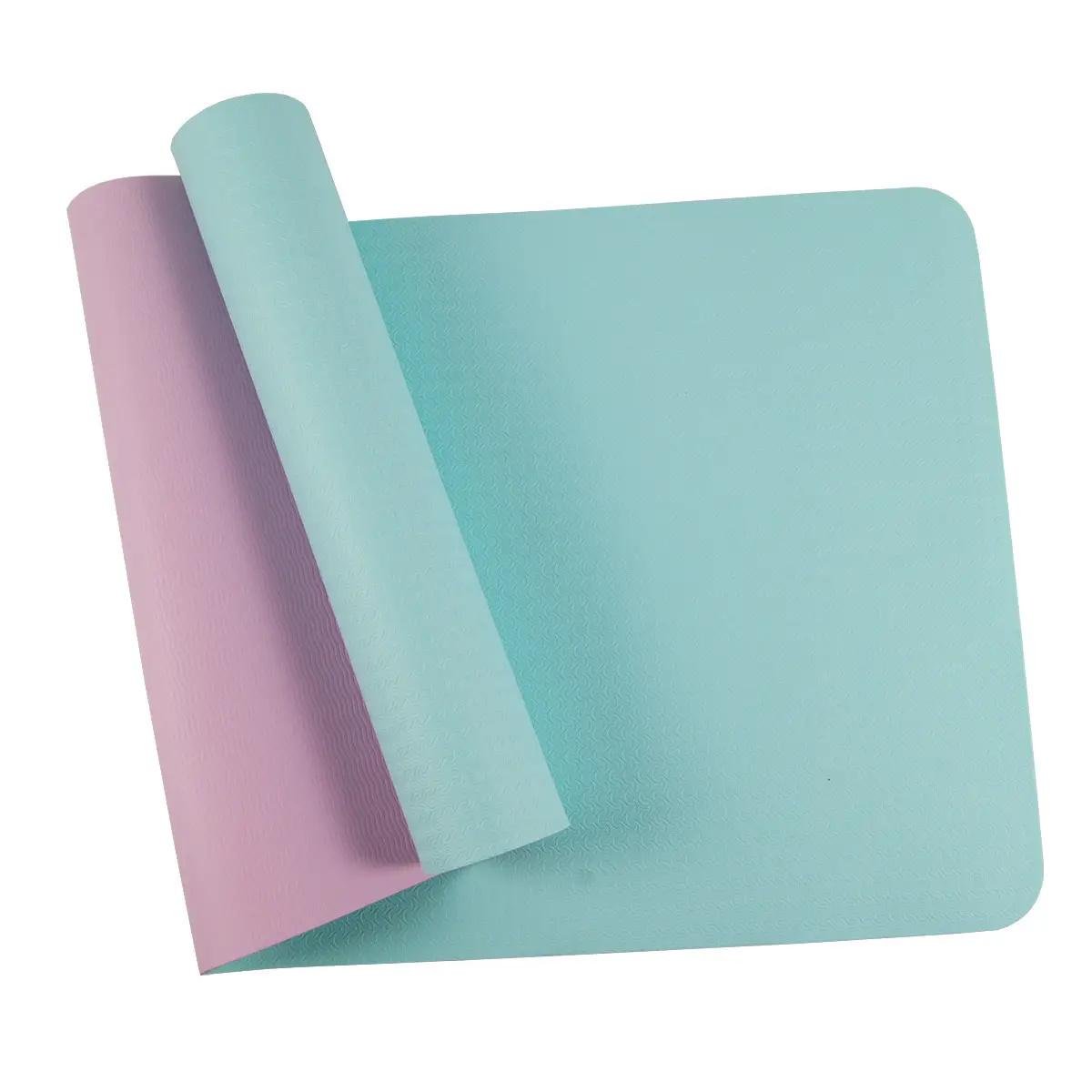 Коврик для йоги и фитнеса SportVida TPE 4 мм SV-HK0240 Sky Blue/Pink