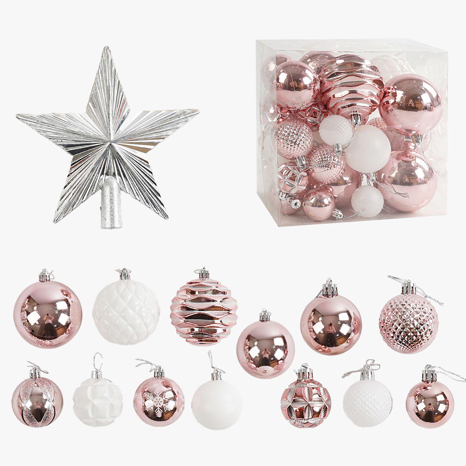 Набор новогодних украшений 30 шариков с верхушкой-звездочкой в наборе (160775) Набор новогодних украшений 30 шариков с верхушкой-звездочкой в наборе (160775)
