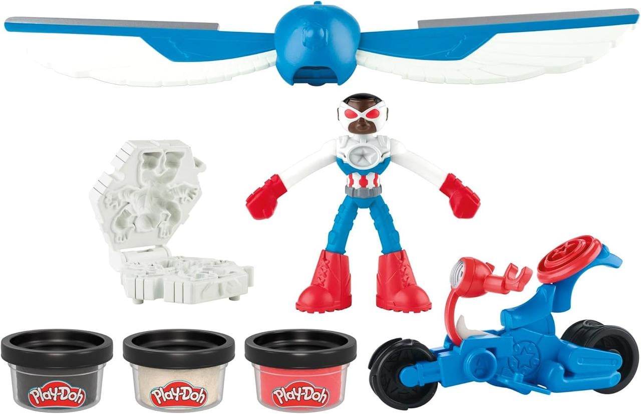 Набор игровой для лепки пластилин Play-Doh Капитан Америка G0555 с мотоциклом Набор игровой для лепки пластилин Play-Doh Капитан Америка G0555 с мотоциклом