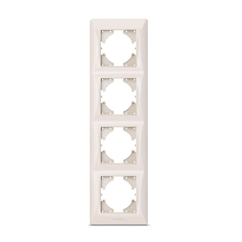 Рамка Videx BINERA 4-постовая вертикальная Кремовый (12583)