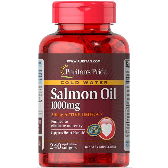 Жир лосося Puritan's Pride Omega-3 Salmon Oil 1000 мг 240 Softgels Жир лосося Puritan's Pride Omega-3 Salmon Oil 1000 мг 240 Softgels
