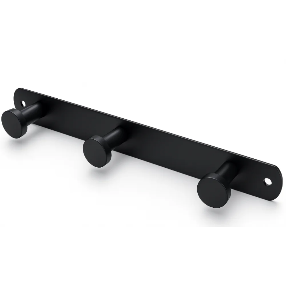 Гачок меблевий для одягу Sigma Modern на планці металевий 220х25 мм Чорний матовий (MK0502)