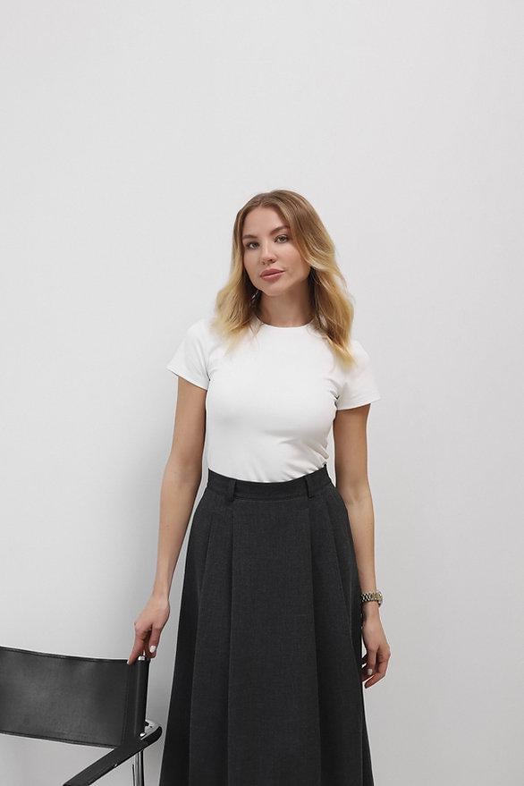 Спідниця міді в складку Дика Спідниця S Сірий (5050) - фото 3 Спідниця міді в складку Дика Спідниця S Сірий (5050) - фото 3