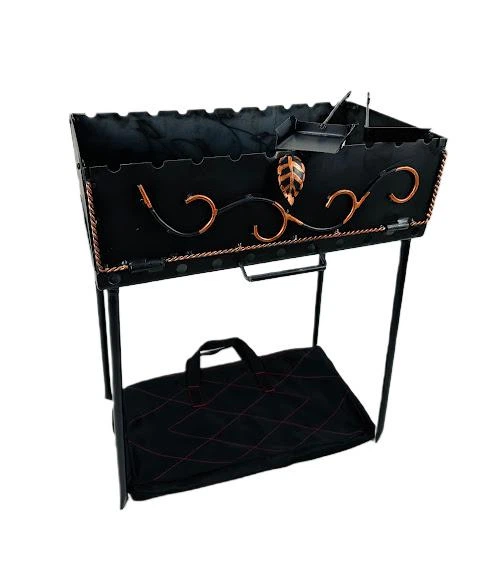 Мангал-валіза кований з металу 3 мм на 10 шампурів із совком і кочергою Чорний (21-10-MG-5064) - фото 1 Мангал-валіза кований з металу 3 мм на 10 шампурів із совком і кочергою Чорний (21-10-MG-5064) - фото 1