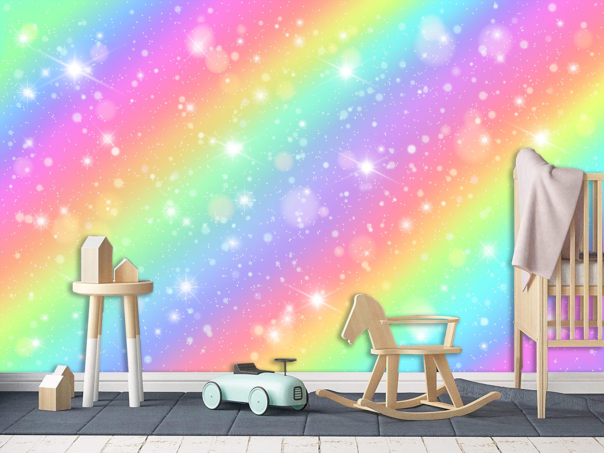 Фотообои флизелиновые детские с разноцветной радугой 368х245 см (S5KID-016/7)