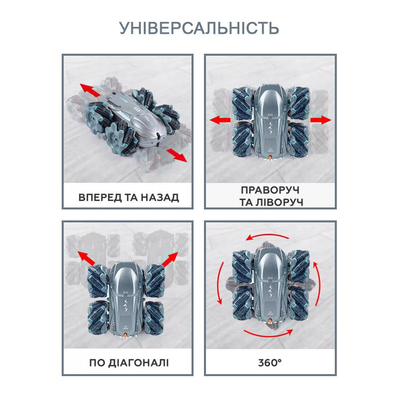 Машинка на радіокеруванні Stunt Elves Racing PRO повнопривідна двостороння перевертень на пульті радіокерування Сірий (RC006-2) - фото 12