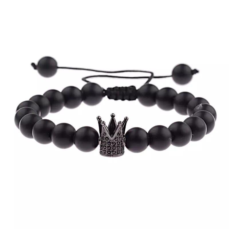 Браслет із шунгіту з високою короною на стяжці р. 18 Чорний (20019)