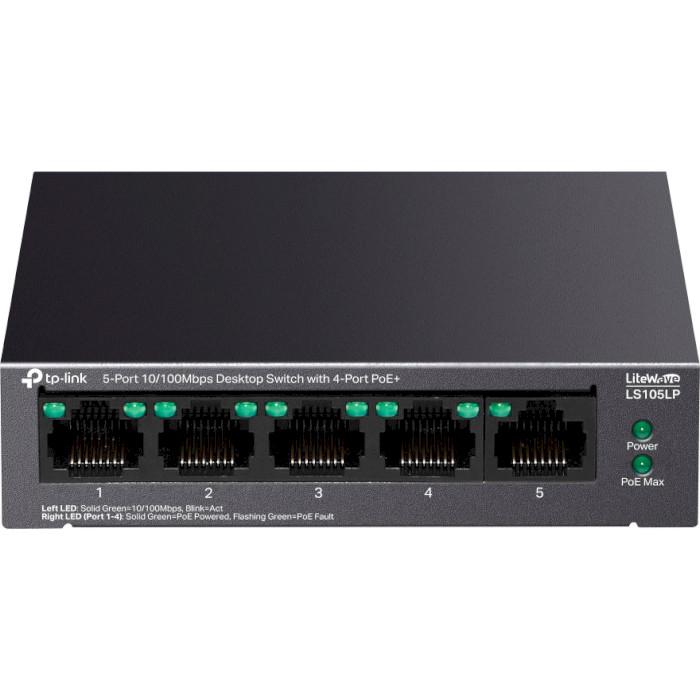 Коммутатор неуправляемый TP-Link LiteWave LS105LP 1 Gbps 4xPoE 41W Black (30492147) - фото 2