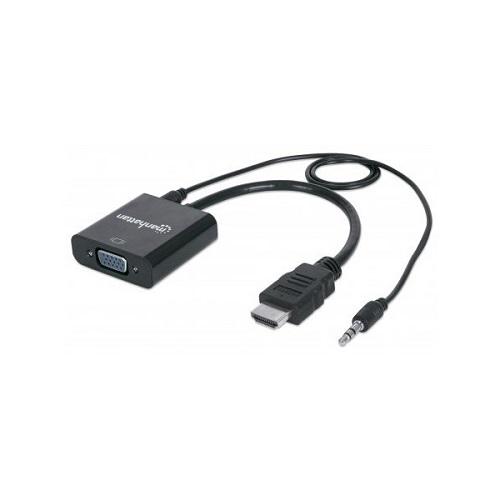 Переходник Manhattan 151450 HDMI M VGA F с аудио-интерфейсом Black (565413)