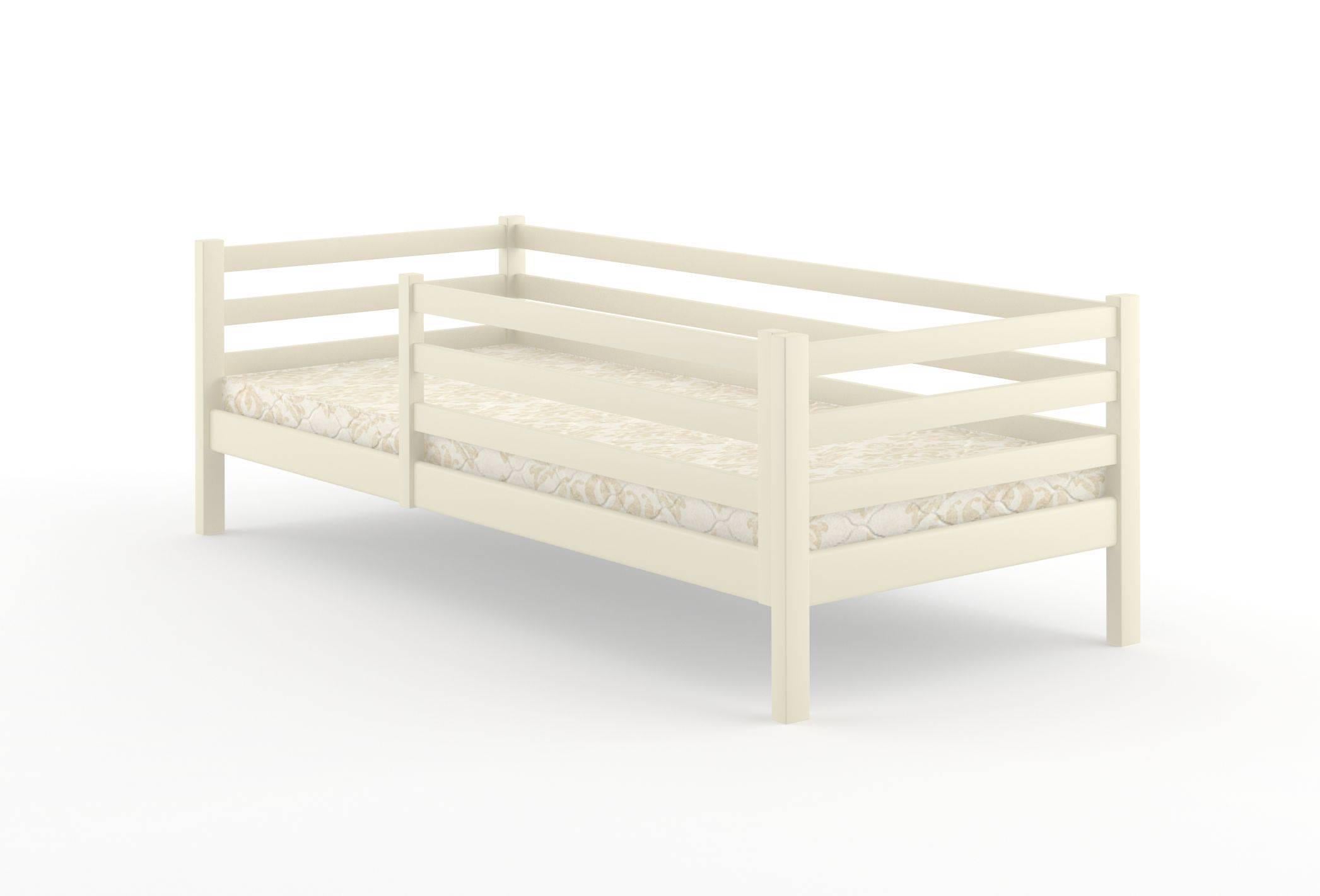 Кровать детская деревянная Mebigrand Ника S0505Y30R бортики 120x200 см Айвори (MBG-2568)