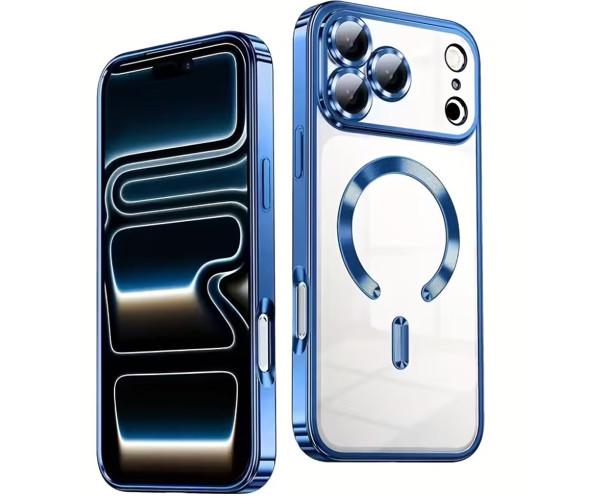 Чехол силиконовый Fashion Shining для iPhone 17 Pro Max с поддержкой беспроводной зарядки Синий (49941)