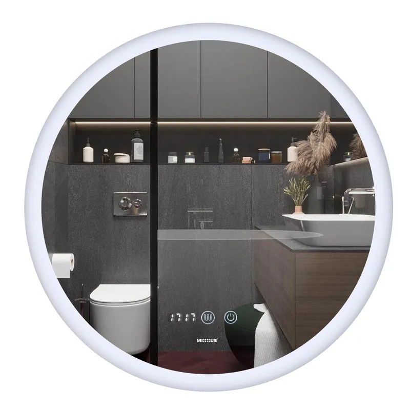 Дзеркало для ванної кімнати MIXXUS PLAIN MC10-80 LED Touch/Anti-fog/димер/регулювання яскравості/годинник (MI6932)