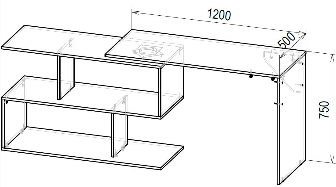 Комп'ютерний стіл-трансформер IdealMebel КС-10 Бетон (КС-10-3) - фото 2 Комп'ютерний стіл-трансформер IdealMebel КС-10 Бетон (КС-10-3) - фото 2