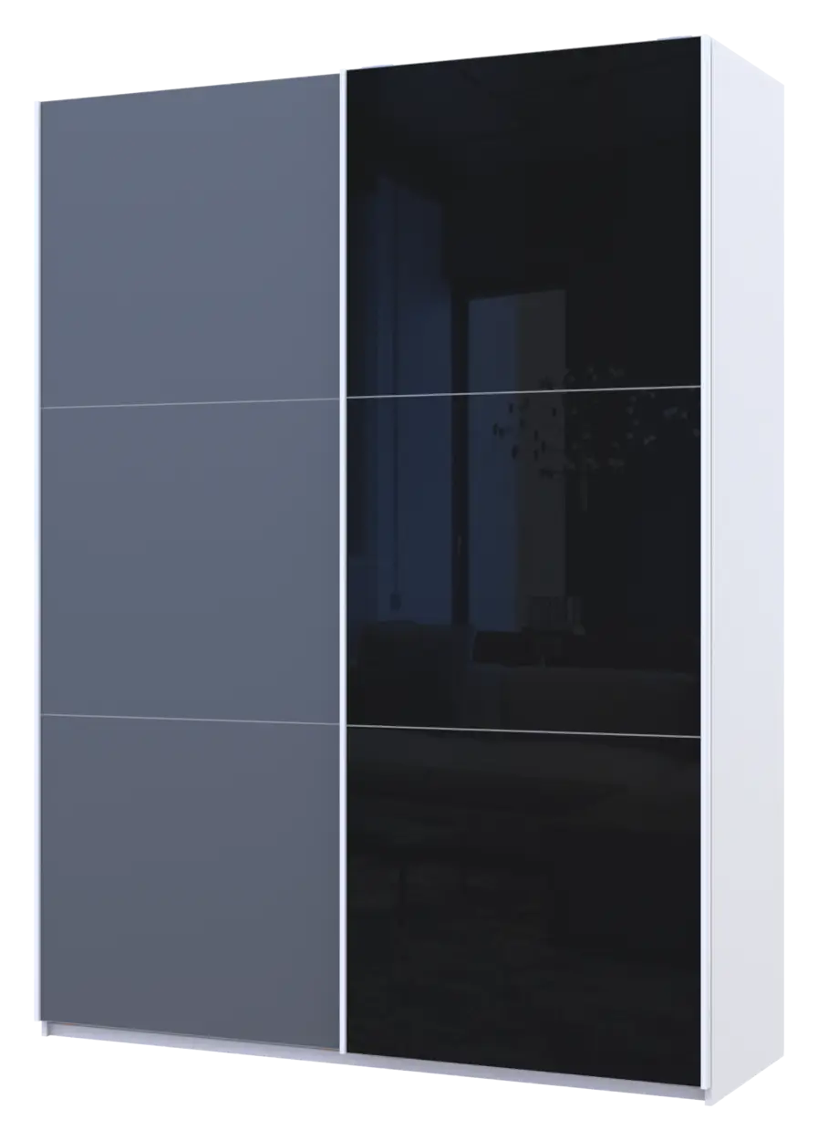 Шкаф-купе Doros G-Caiser 1 ДСП/1 стекло/3 части 180х60х240 см Белый/Графитовый/Черный (42005095)