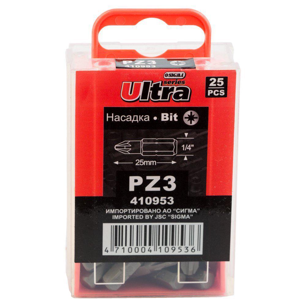 Набор бит Ultra PZ3 x 25 мм 1/4" 25 шт. S2 (4010602) Набор бит Ultra PZ3 x 25 мм 1/4" 25 шт. S2 (4010602)